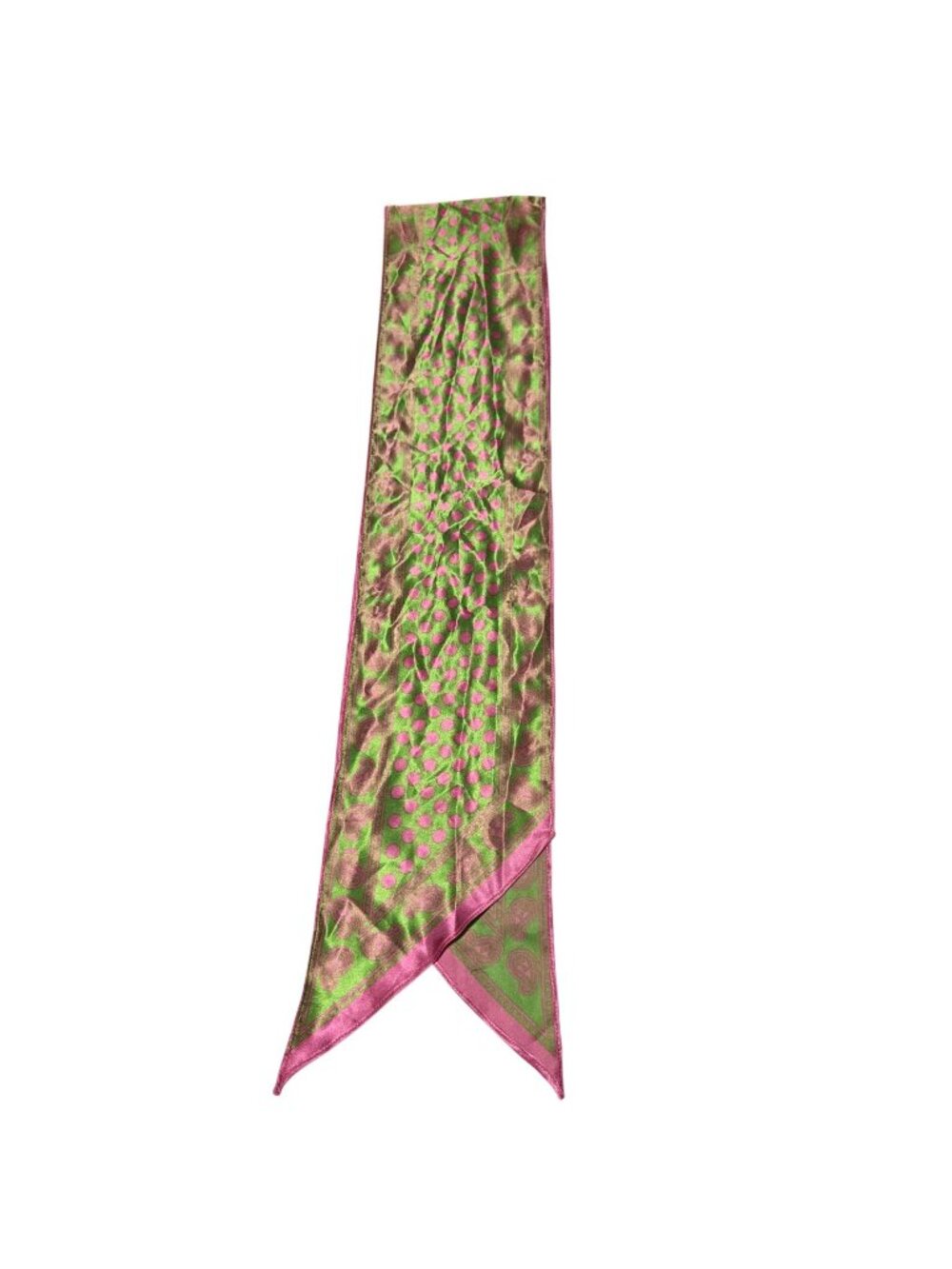 Retro Skinny Scarf Necktie Pink Green Mod Polka Dot Boho Twilly Style Women
